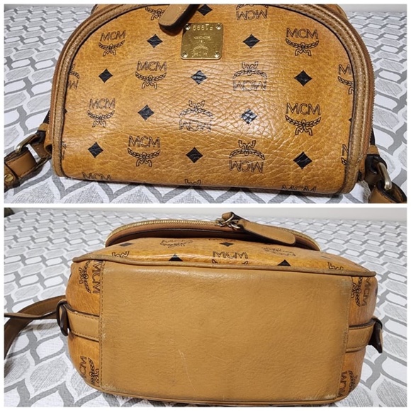 Authentic MCM Visetos Saddle/Crossbody Bag Brown - Picture 5 of 14